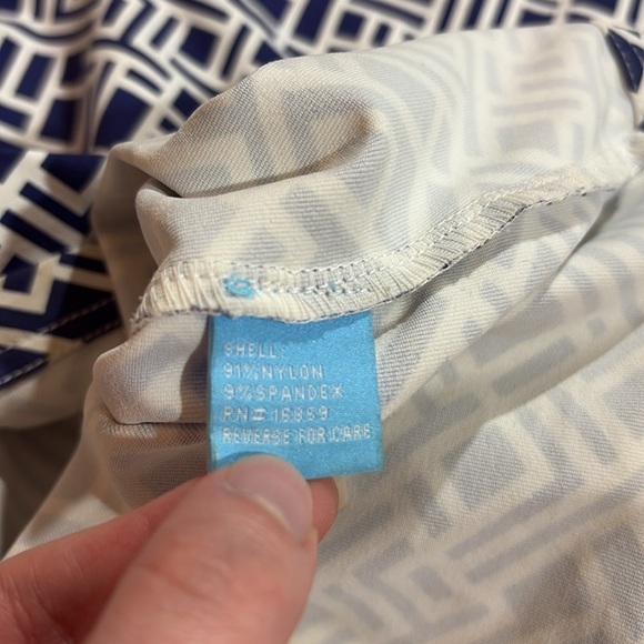 J. McLaughlin Bedford Blue Geometric Zip Neck Shift Dress - Picture 9 of 9